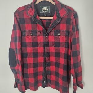 Roots Men's Red and Black Plaid Shirt